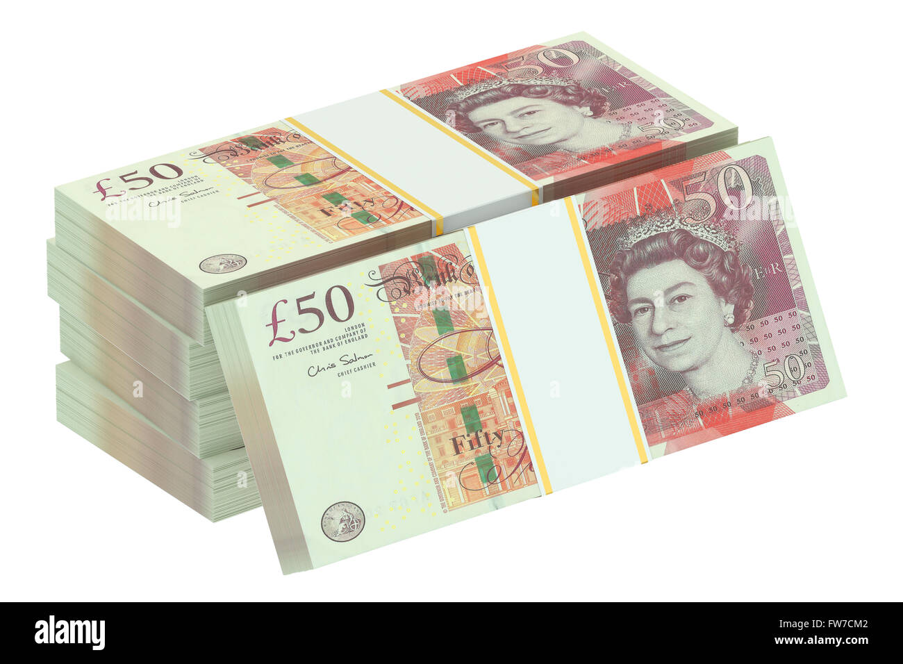 Packungen mit Pfund Sterling, 3D-Rendering isolierten auf weißen Hintergrund Stockfoto