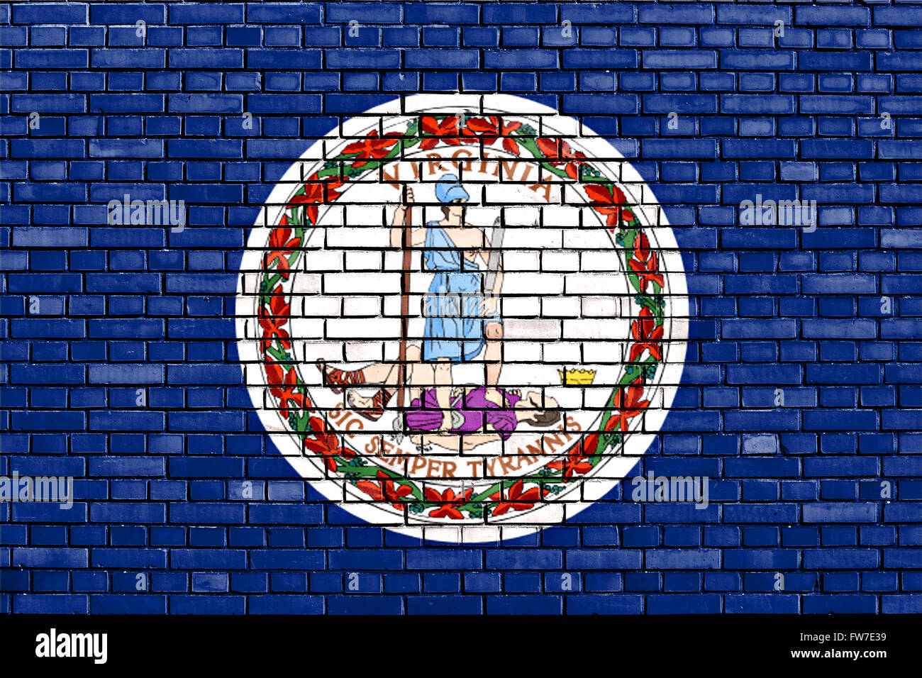 Flagge von Virginia auf Mauer gemalt Stockfoto Flagge von Virginia auf Mauer gemalt Stockfoto