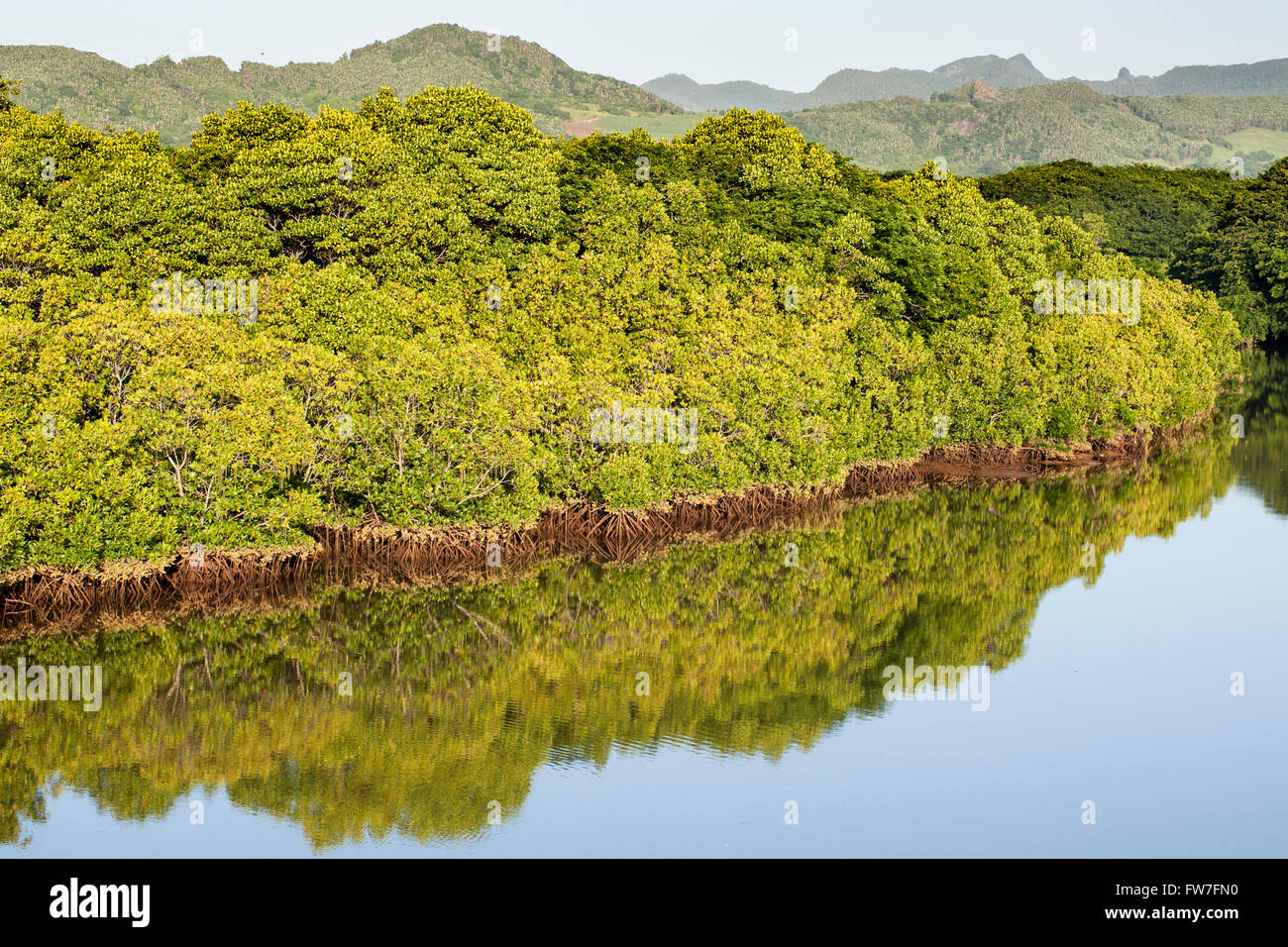 Ostküste-Landschaft auf der Insel Mauritius. Stockfoto