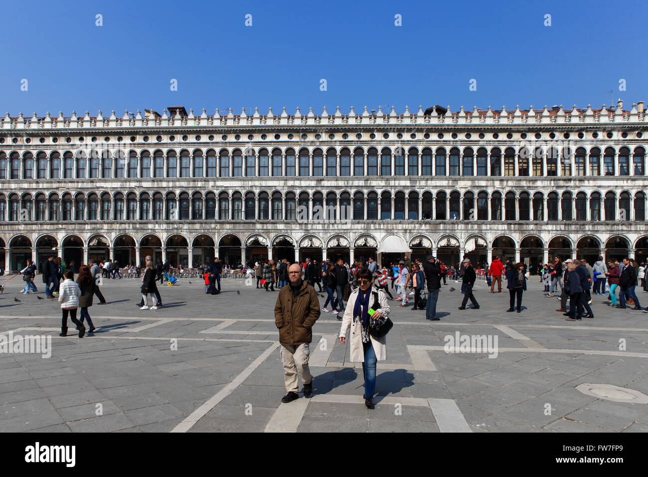 Einheimische und Touristen auf der Piazza San Marco, die wichtigsten öffentlichen Piazza Venezia, Italien Stockfoto