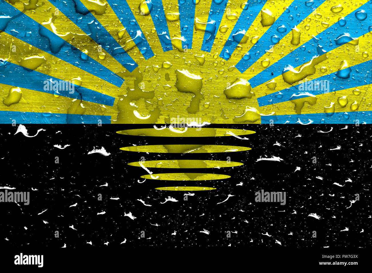Flagge der Oblast Donezk mit Regen fällt Stockfoto