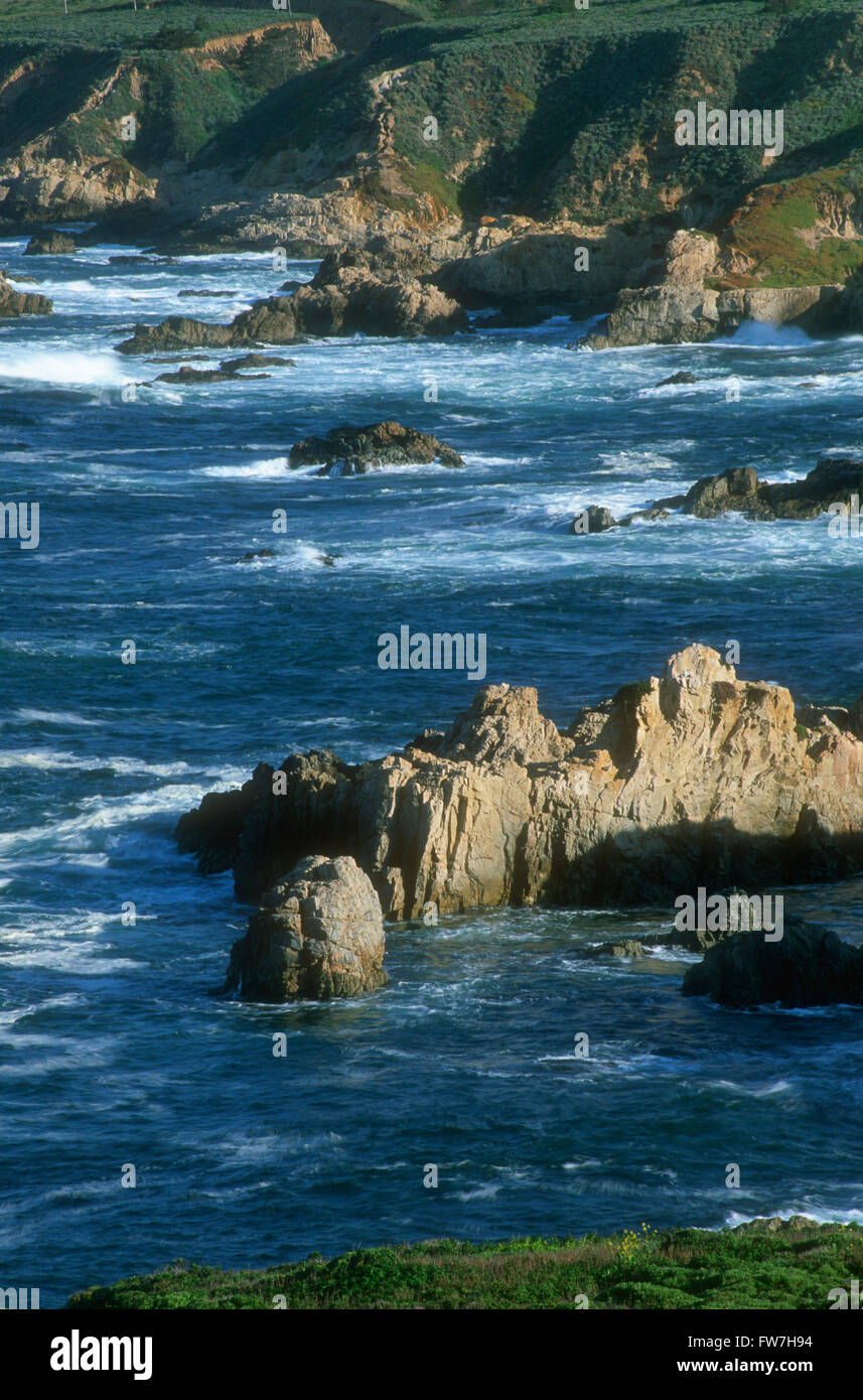 Felsenküste, Monterey, Kalifornien, Vereinigte Staaten von Amerika Stockfoto