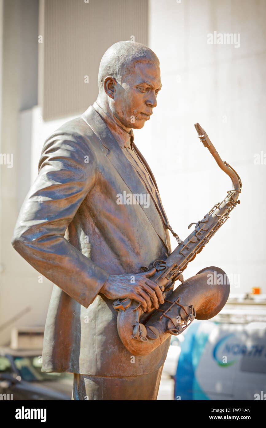 Statue von jazz-Saxophon großer John Coltrane in seiner Geburtsstadt, High Point, North Carolina, USA. Stockfoto