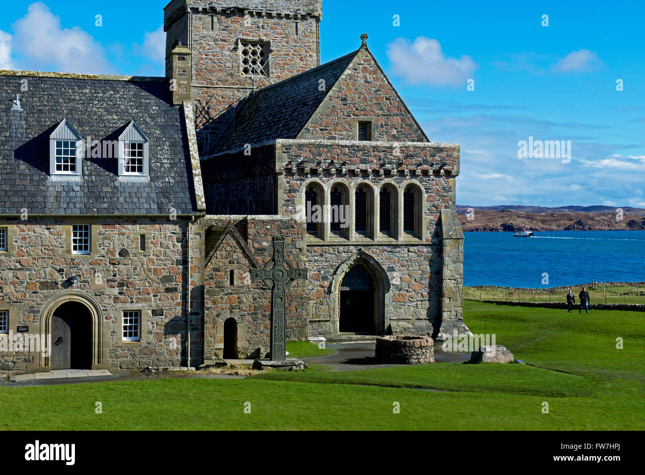 Iona Abbey, Isle of Iona, Inneren Hebriden, Schottland, Vereinigtes Königreich Stockfoto