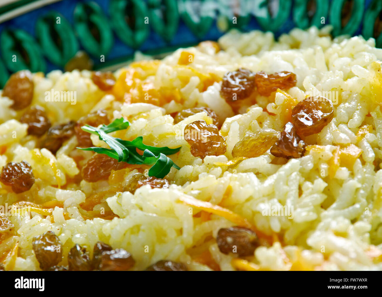 Qabul Sweet Reis - afghanischen Reis mit Rosinen Stockfoto