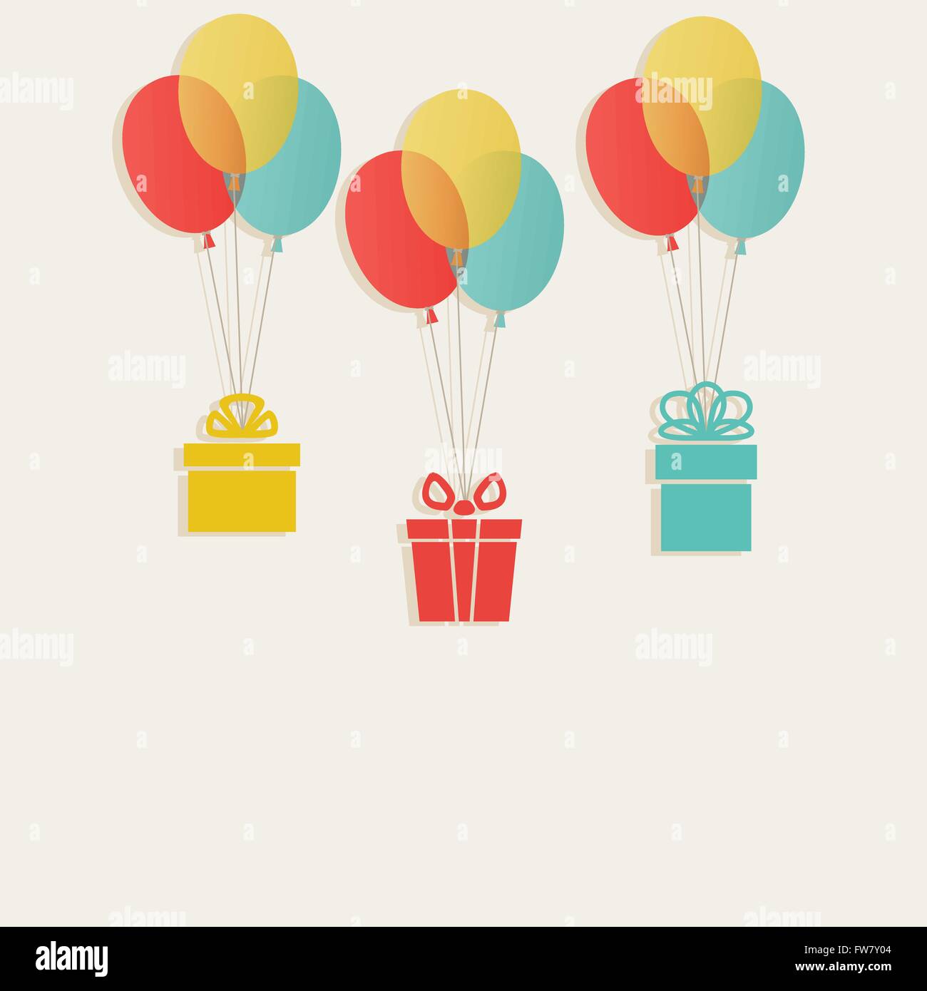 Geschenke mit bunten Luftballons - Vektor-Illustration. EPS 10 Stock Vektor