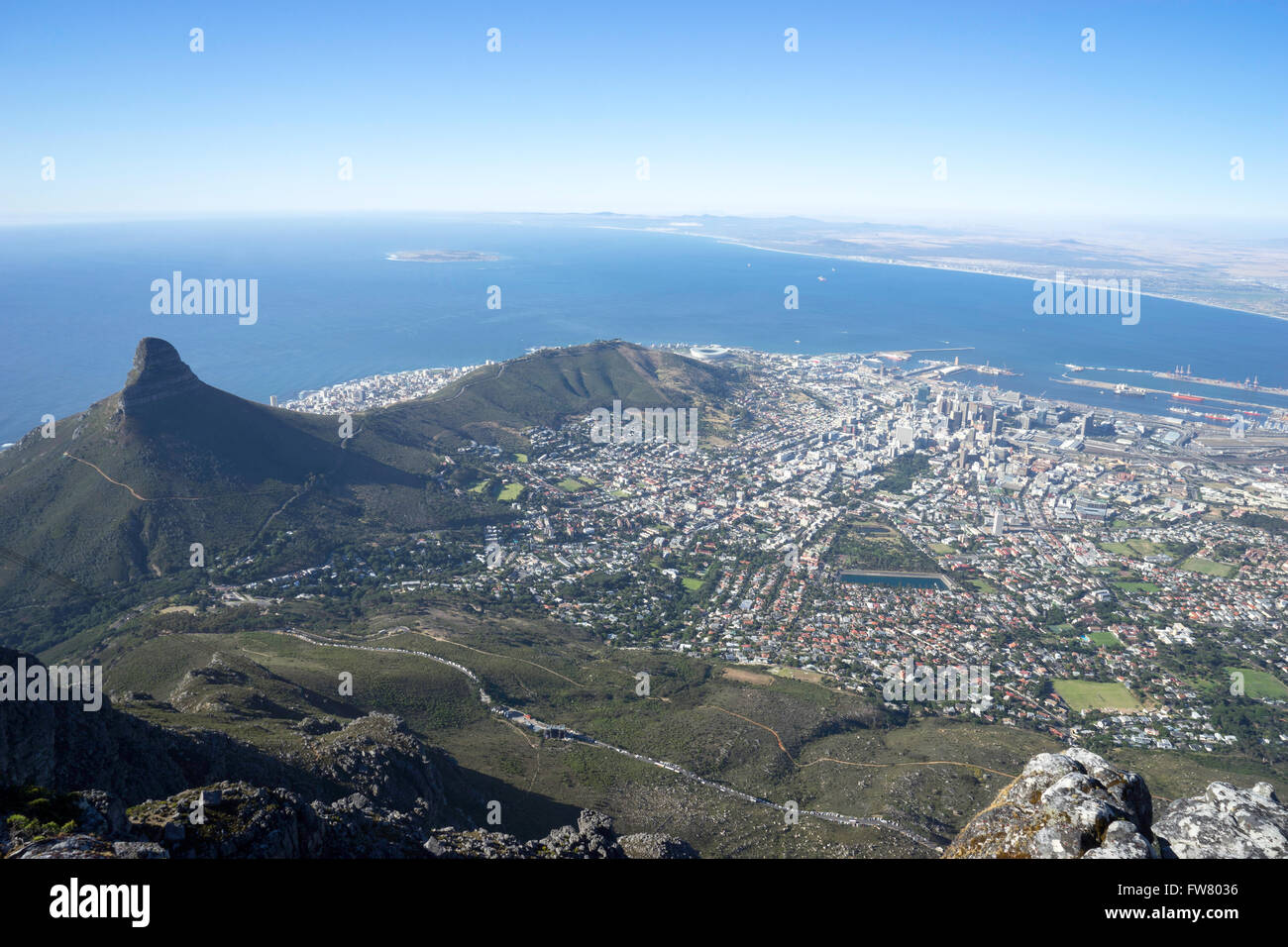 Blick auf Kapstadt vom Tafelberg Top Stockfoto