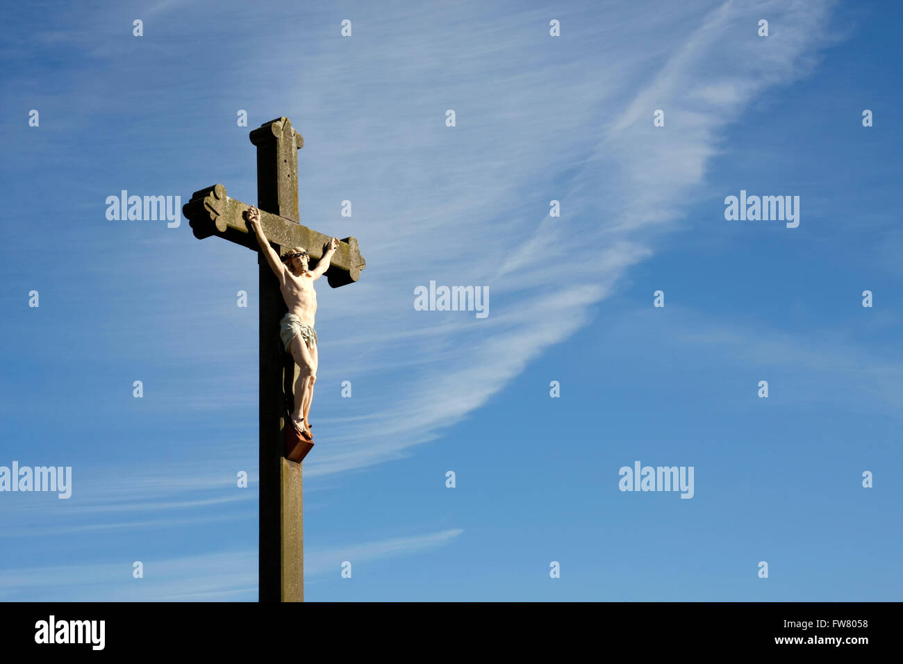 Jesus Christus Kreuzigung Denkmal, Normandie, Frankreich Stockfoto