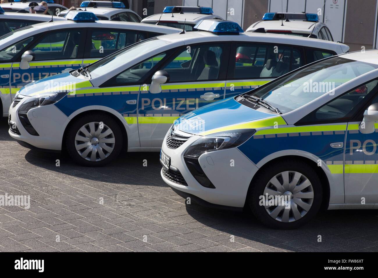 Neue Polizeiautos für Deutsch Polizei im deutschen Bundesland Brandenburg, 14. März 2016. Stockfoto