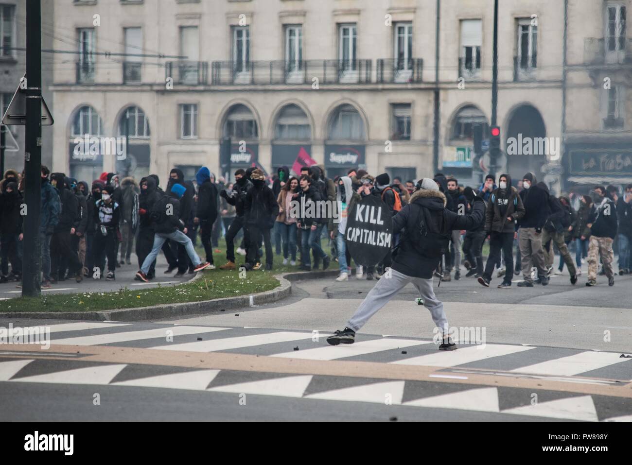 Nantes Frankreich 31 März 2016 Mehrere Tausend Menschen
