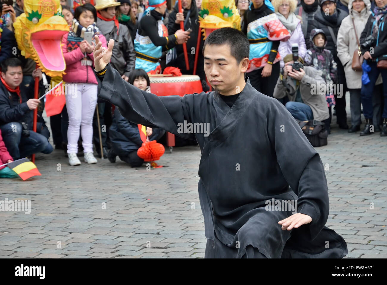 Organisiert durch die chinesische Botschaft in Belgien und Brüssel Gemeindeverwaltung Feier des chinesischen neuen Jahres 2016 Stockfoto