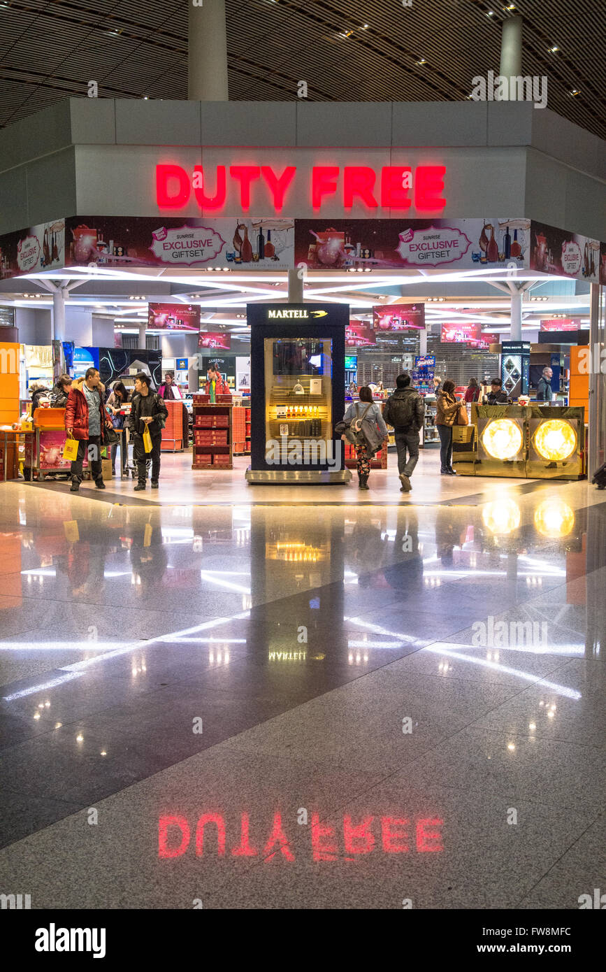 Duty free Shop am Flughafen von Peking in china Stockfoto
