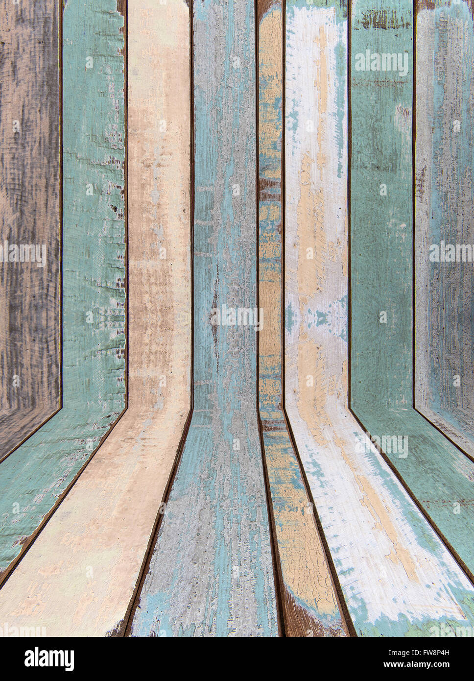 Wand- und alten Holzbrett Textur Farbperspektive für Hintergrund Stockfoto