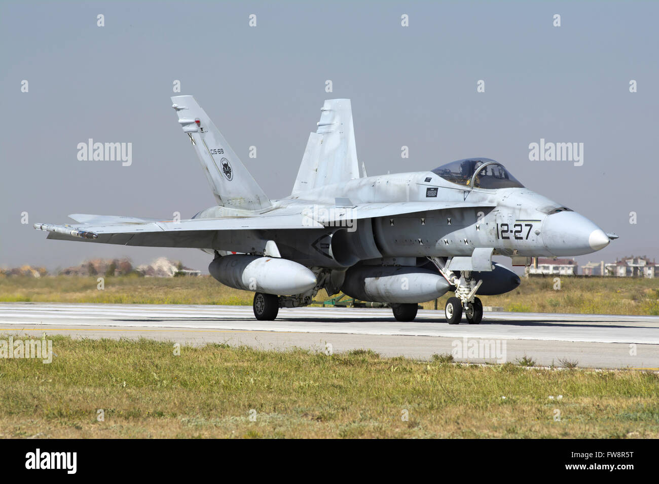 Eine spanische Luftwaffe EF - 18M Hornisse Teilnahme an der internationalen Übung anatolischer Adler 2014-2 in Konya, Türkei. Stockfoto