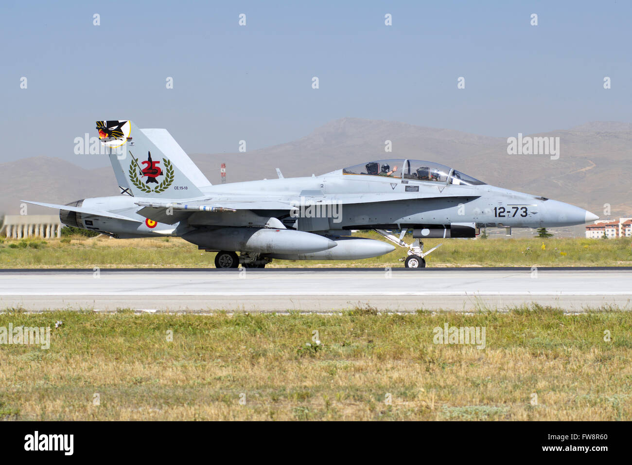 Eine spanische Luftwaffe EF - 18M Hornissen Teilnahme an der internationalen Übung anatolischer Adler 2014-2 in Konya, Türkei. Stockfoto