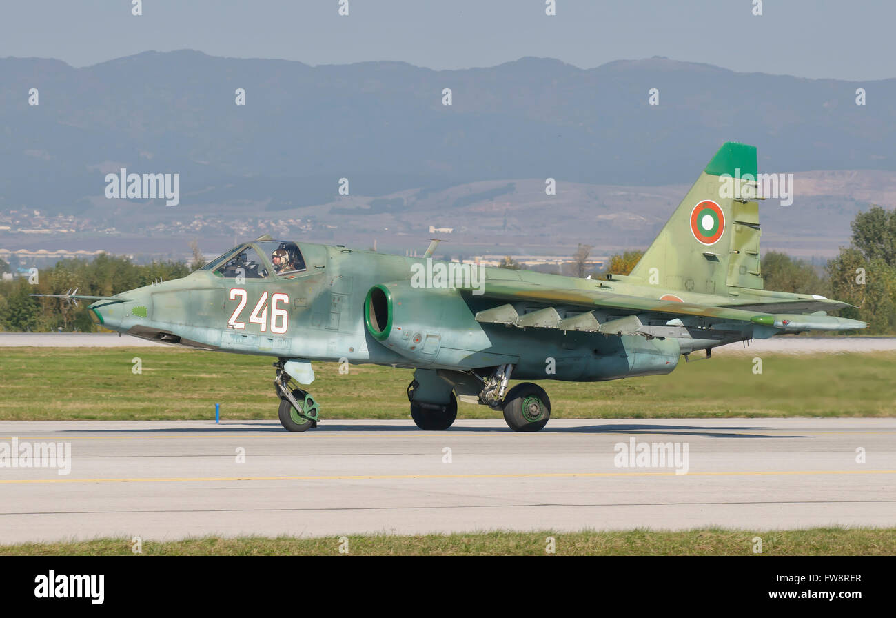Eine bulgarische Luftwaffe Su25 Jet, Bulgarien Stockfotografie Alamy