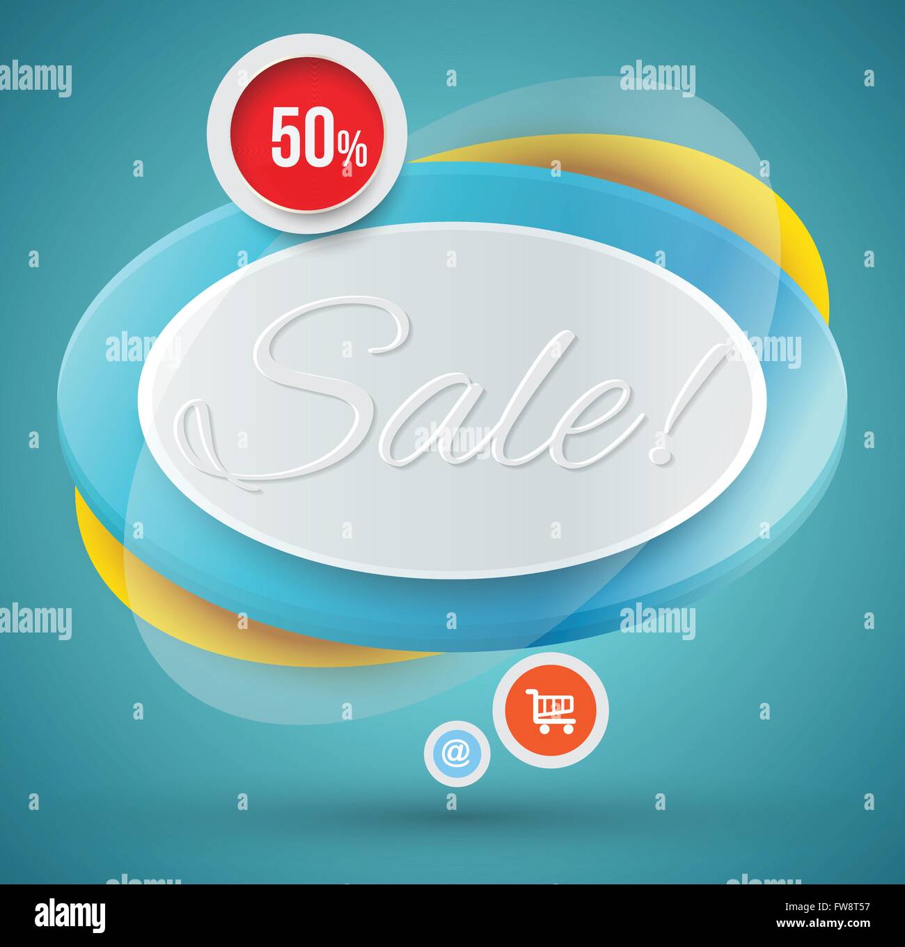 Blauen ovalen Verkauf mit 50 Prozent Stock Vektor