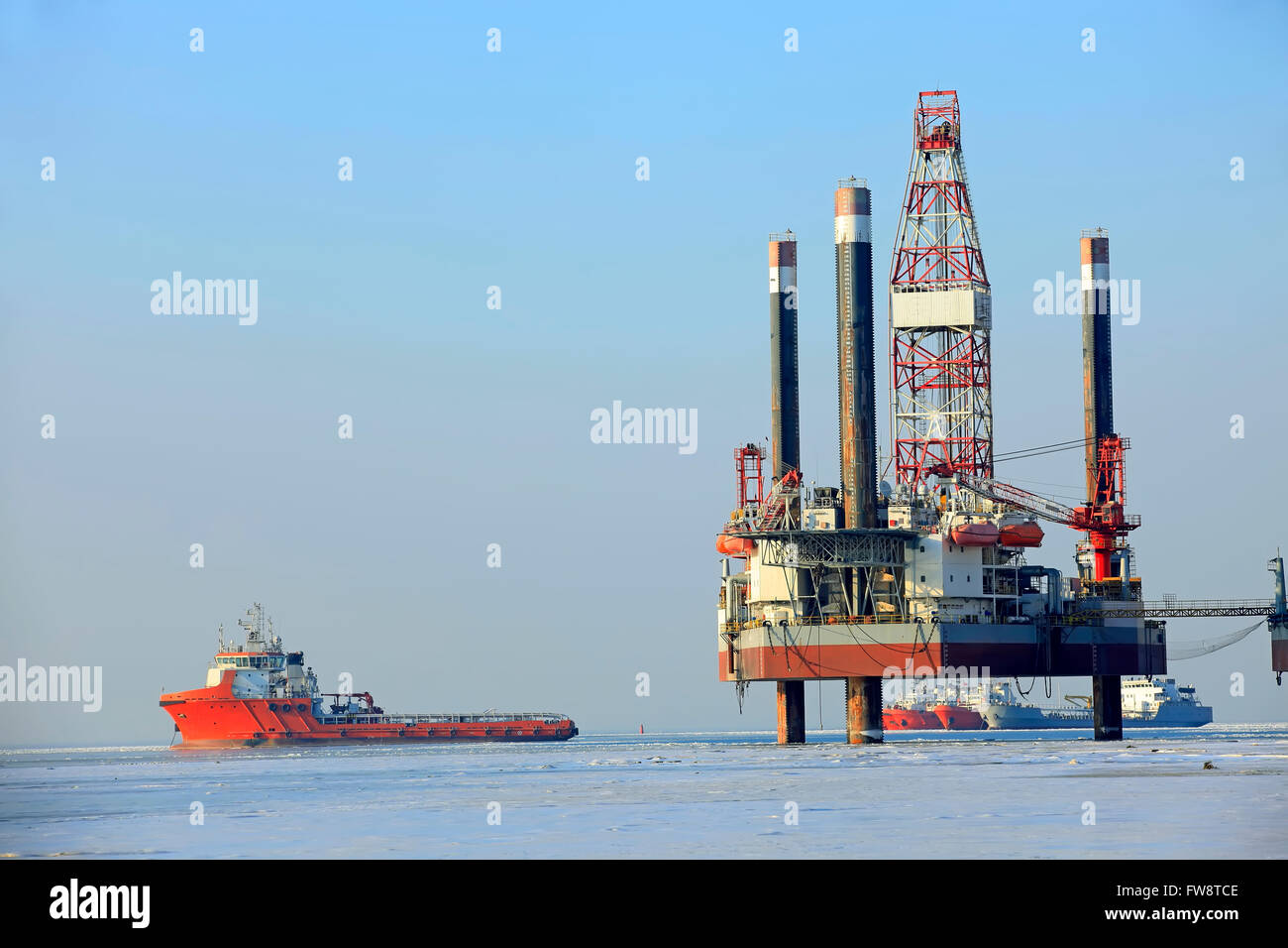 Offshore-Bohrinsel Stockfoto