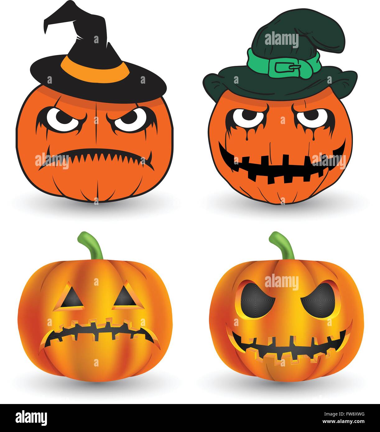 Halloween-Kürbisse setzen. Vektor-Illustration. Können für Druck- und Web-Element verwenden. Stock Vektor