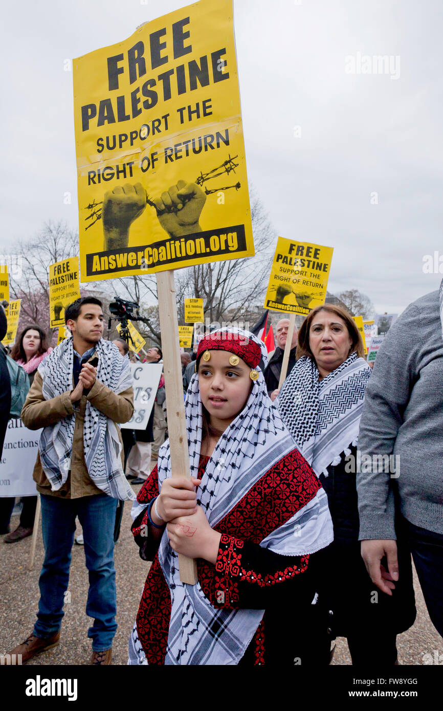 Sonntag, 20. März 2016, Washington, DC USA: Anti-israelische Demonstranten Kundgebung vor dem weißen Haus gegen AIPAC - USA Stockfoto