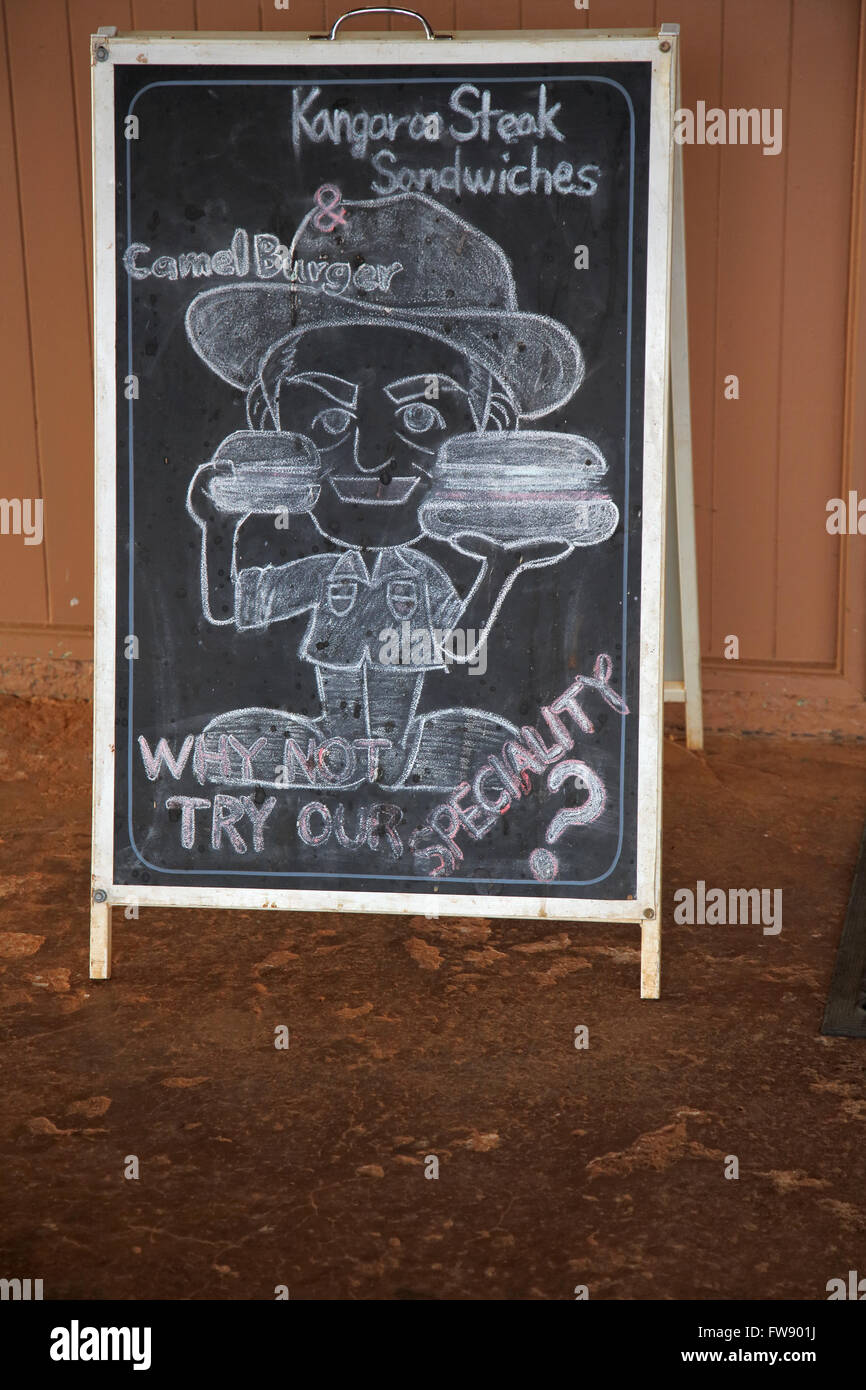 Menü in ein Outback Snackbar im australischen Northern Territory Stockfoto