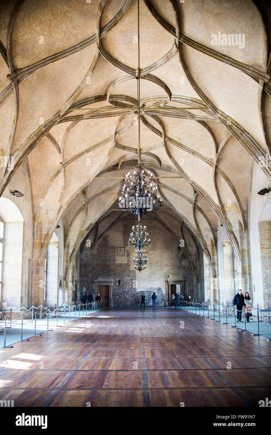 Prag, März 18: Muster auf die Rippe Gewölbe der Vladislav-Saal im alten königlichen Palast. Teil der Pragerburg Komplex, v Stockfoto