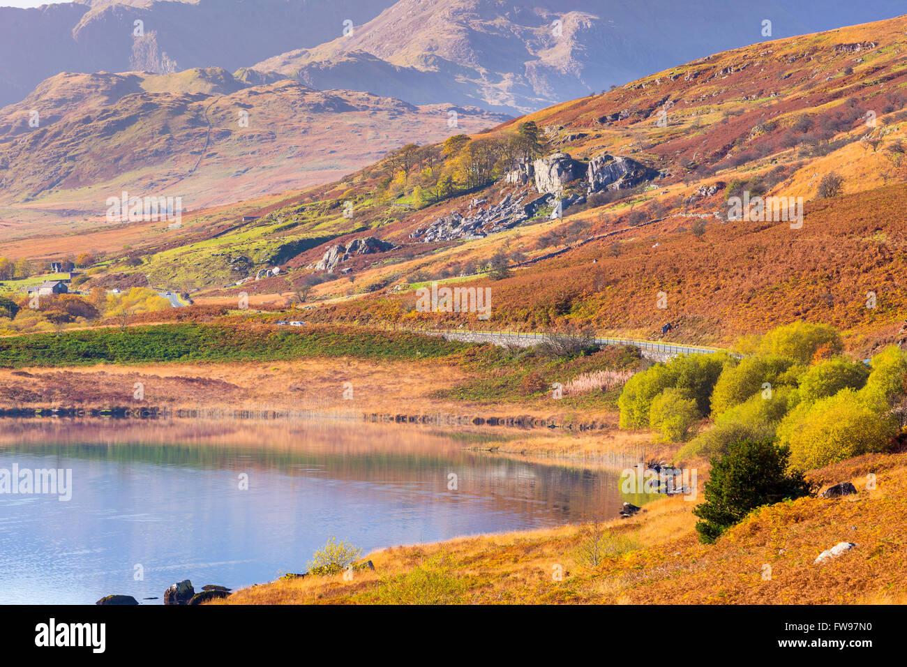 Llynnau Mymbyr, Snowdonia-Nationalpark, Gwynedd, Wales, UK, Europa. Stockfoto