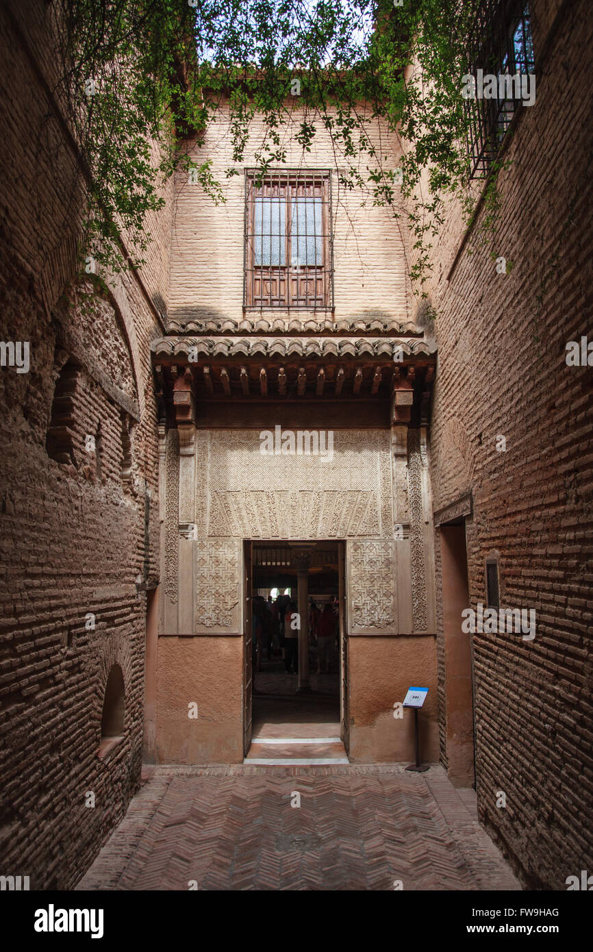 Nazaries Palast Eingang in Burg Alhambra, Granada, Spanien Stockfoto