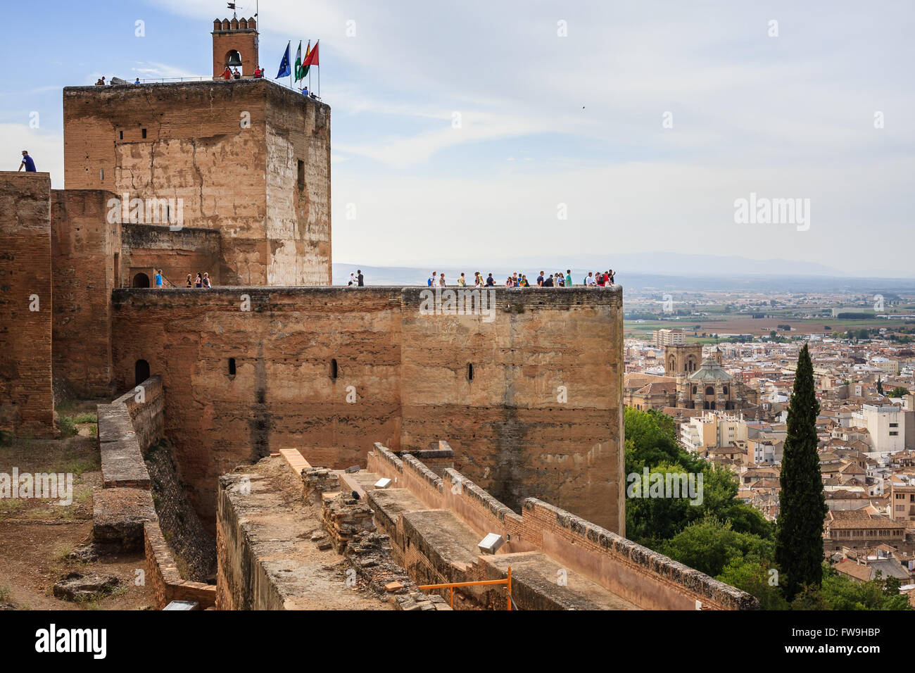 Alcazaba maurischen Festung in der Alhambra von Granada, Spanien. Stockfoto