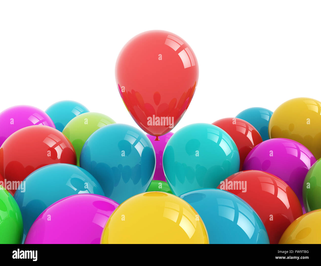 Party Luftballons Multi Farbe isoliert auf weißem Hintergrund Stockfoto