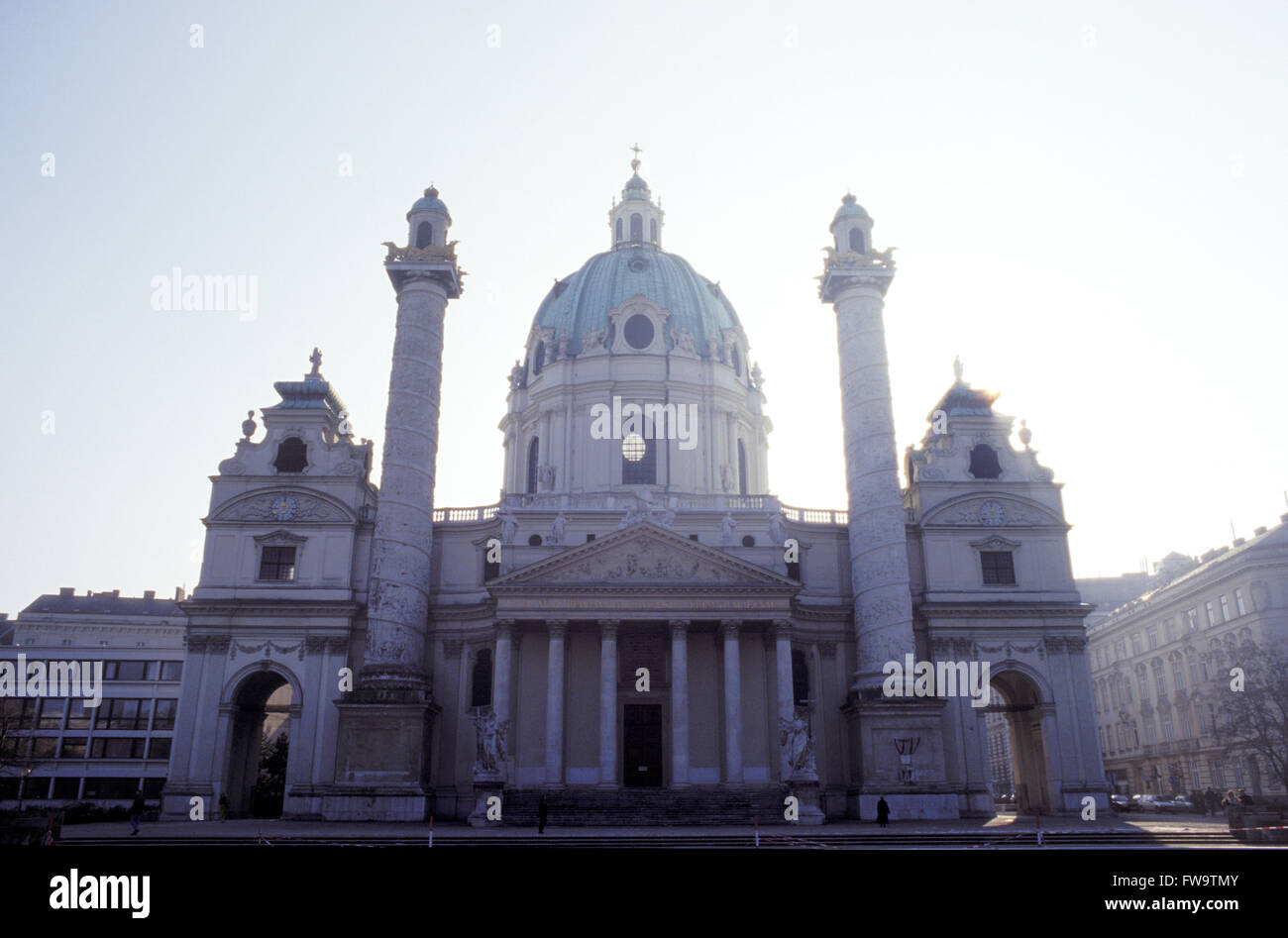 AUT, Österreich, Wien, die barocke Kirche Karlskirche.  Sterben Sie AUT, Oesterreich, Wien, die Barocke Karlskirche. Stockfoto