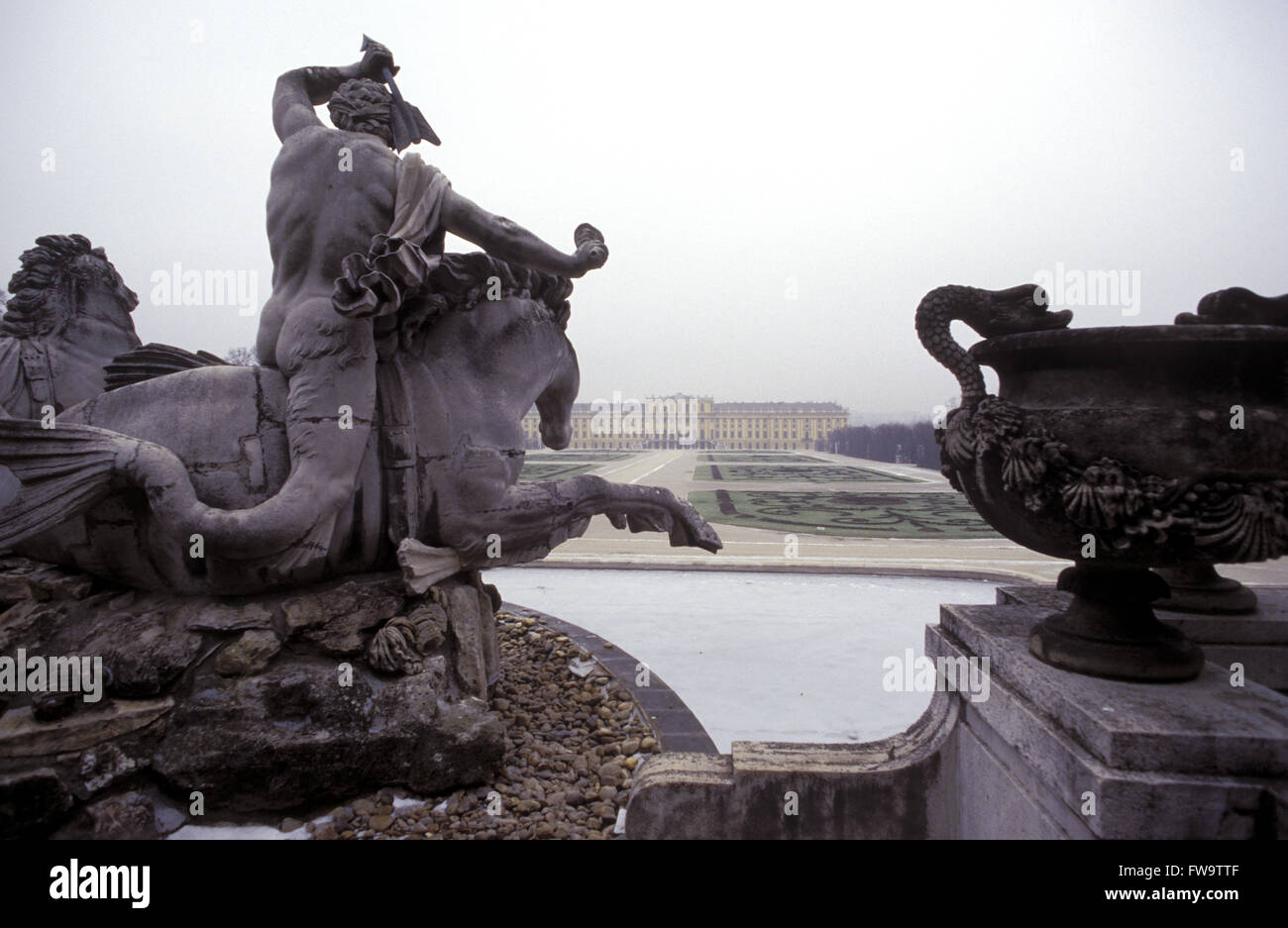 AUT, Österreich, Wien, Schloss Schönbrunn, Blick von der Neptun-Brunnen.  Oesterreich, Wien, Schloss Schoenbrunn, AUT, Blick vo Stockfoto