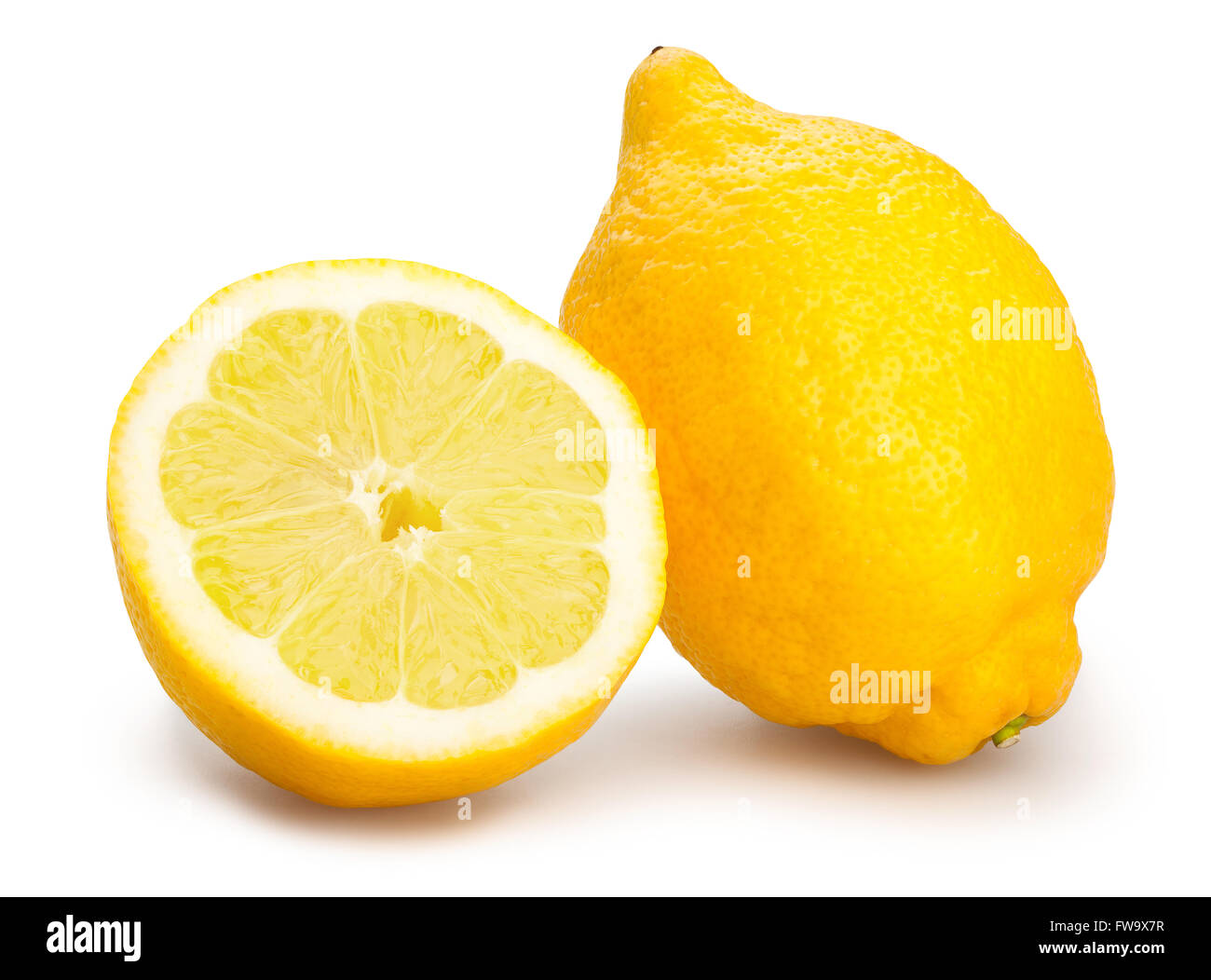 Zitronen in Scheiben geschnitten isoliert Stockfoto
