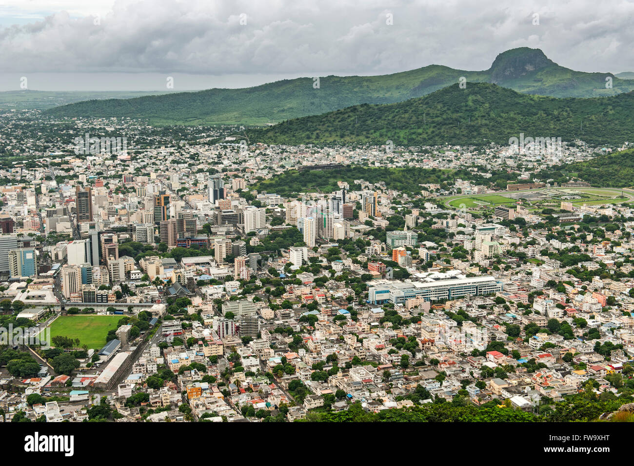 Blick über Port Louis, der Hauptstadt von Mauritius. Stockfoto