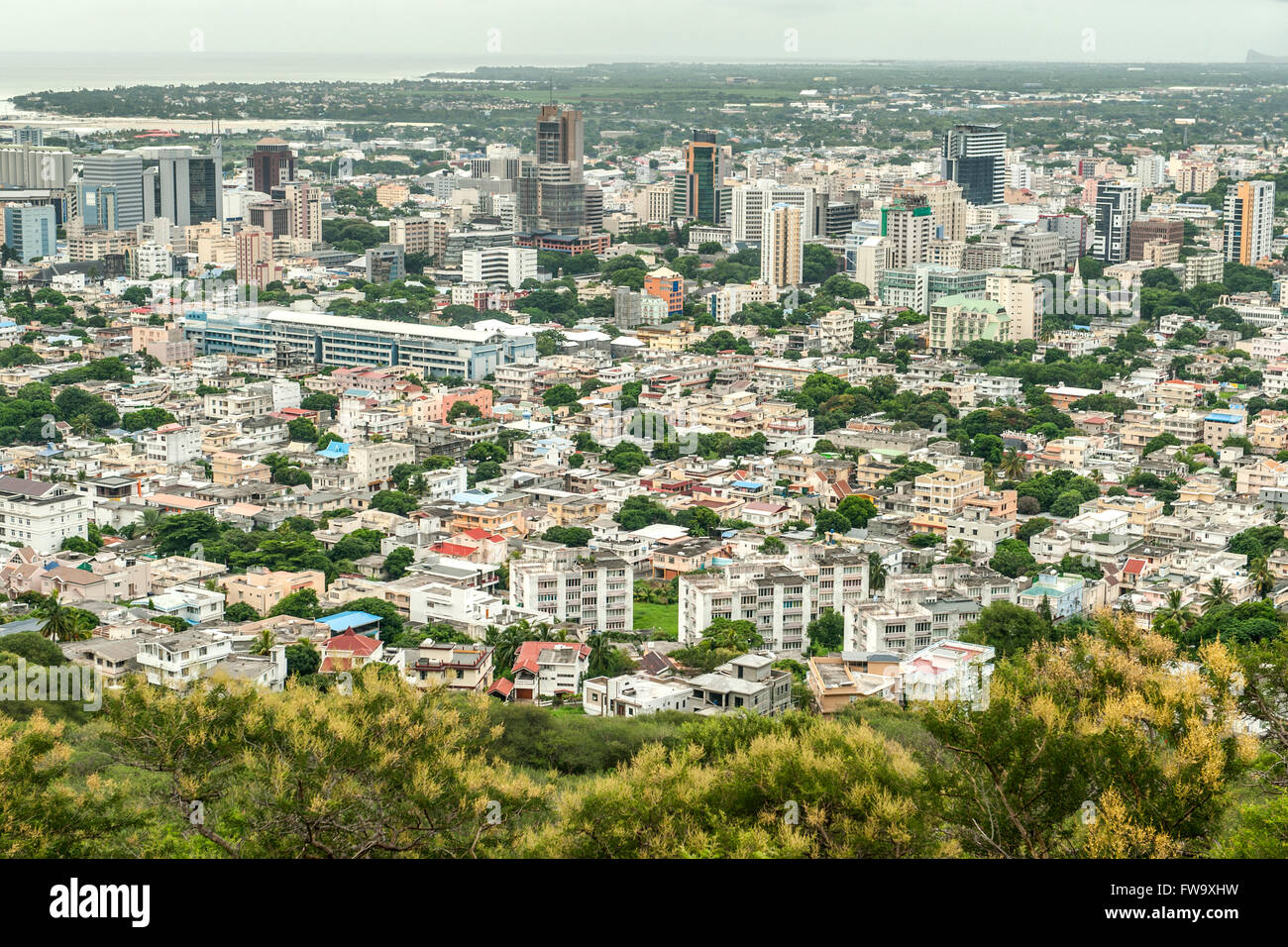 Blick über Port Louis, der Hauptstadt von Mauritius. Stockfoto