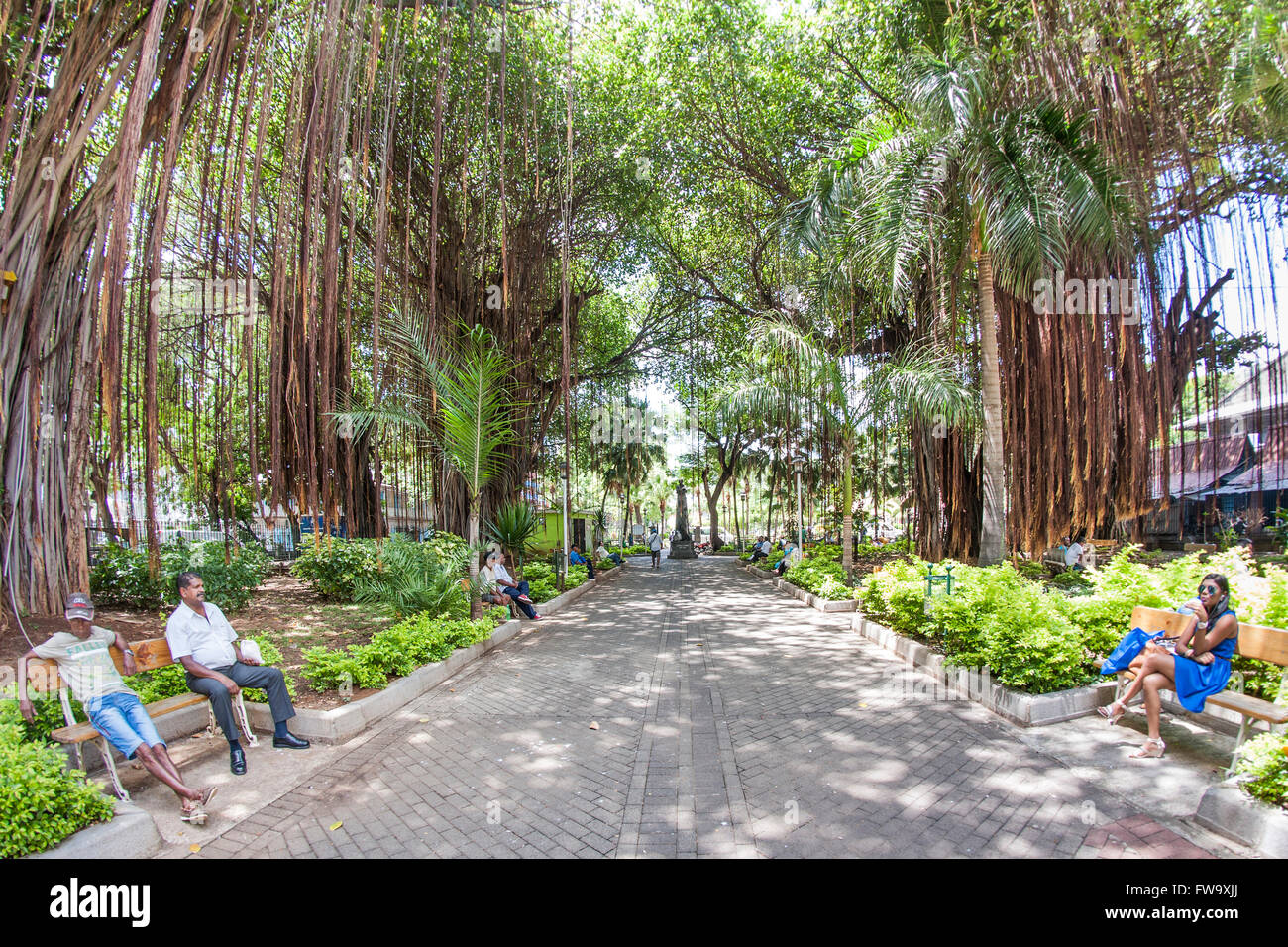 Öffentlicher Park in Port Louis, der Hauptstadt von Mauritius. Stockfoto