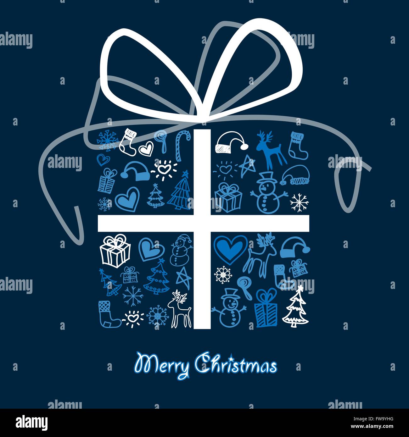 Weihnachts-Geschenk-Box mit einem Muster im Zusammenhang mit der Ferienzeit. Stock Vektor