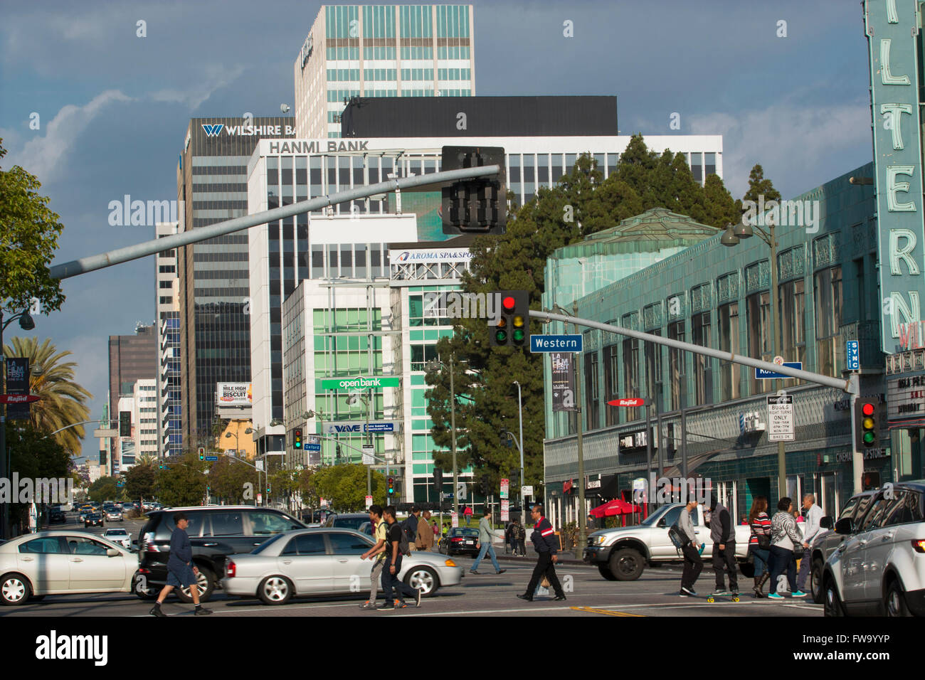 Wilshire Boulevard in Los Angeles Stockfoto