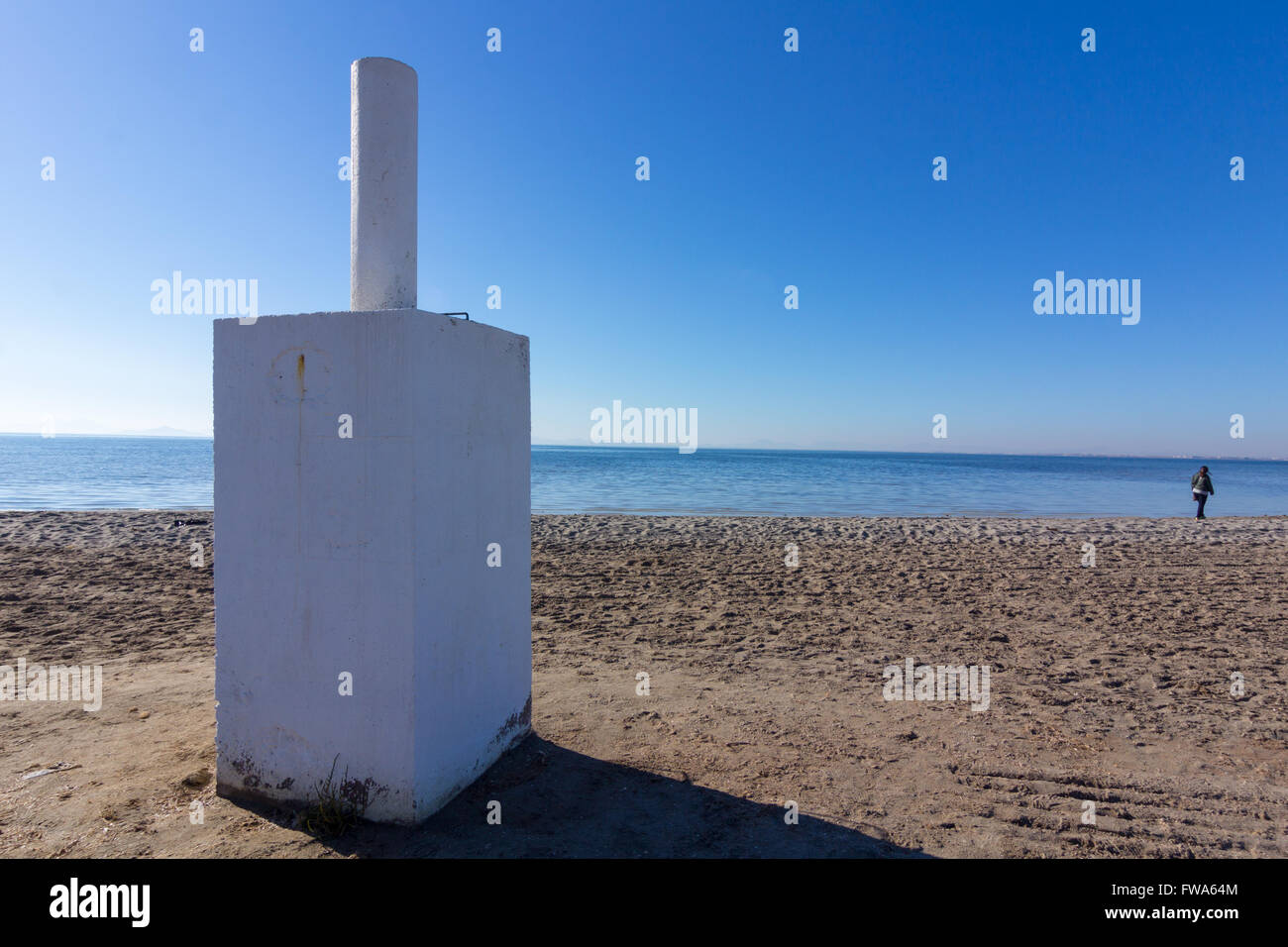 Trig für Topographie an einem Strand Stockfoto