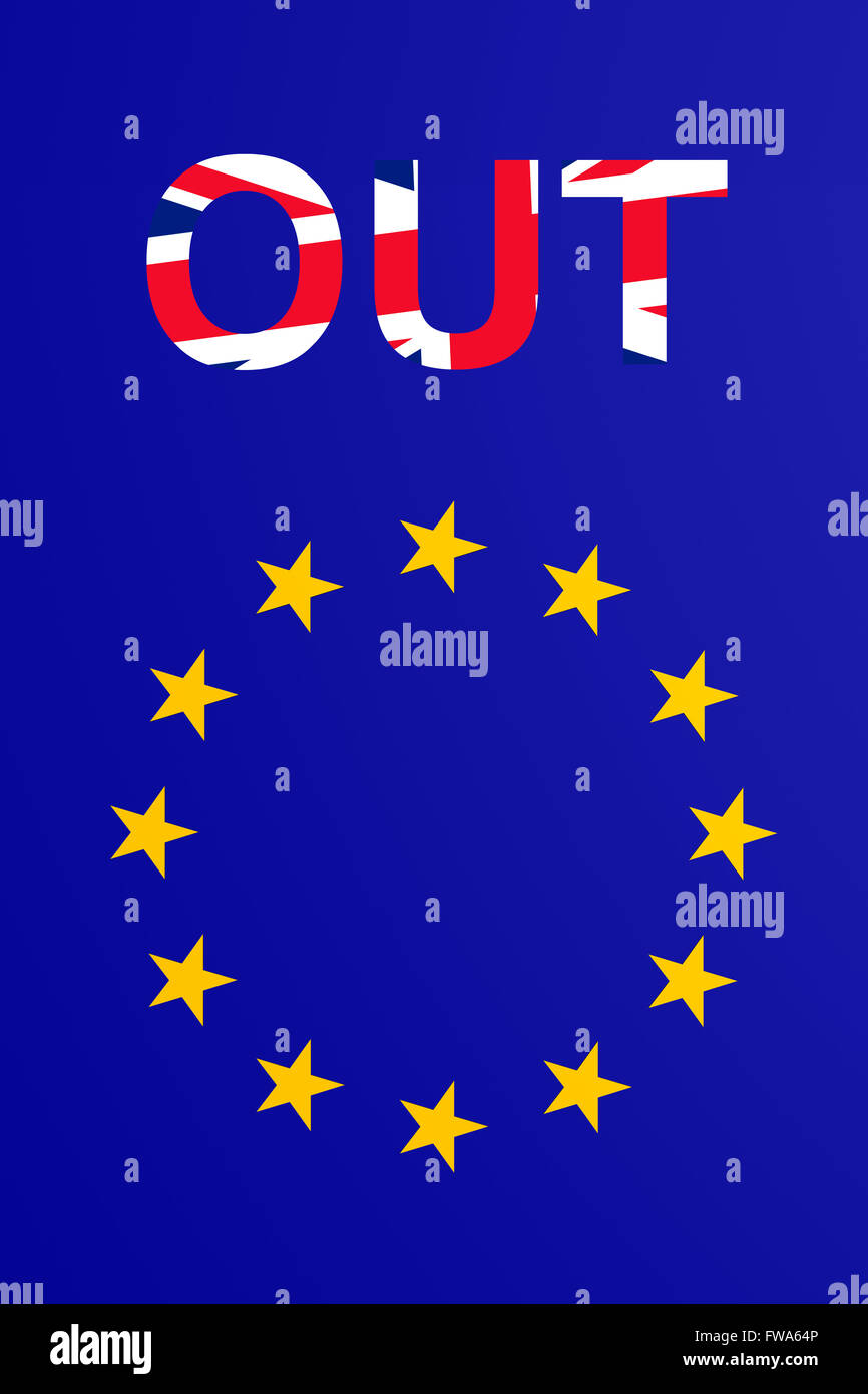 Flagge der Europäischen Union. Großbritannien die Mitgliedschaft in EU-Kampagne.In oder Out Stockfoto