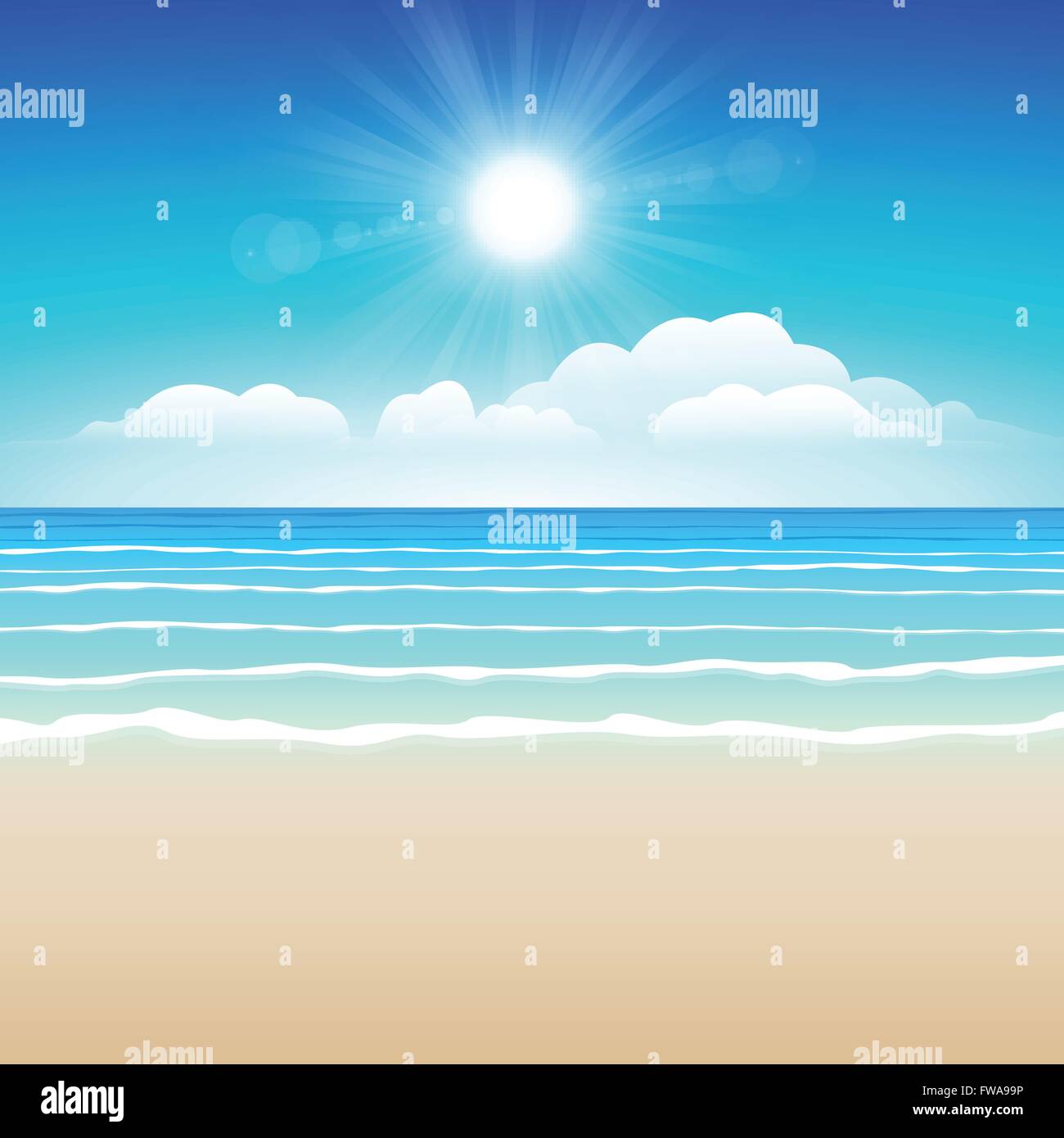 Seascape-Vektor-Illustration. Paradise Beach. Stock Vektor