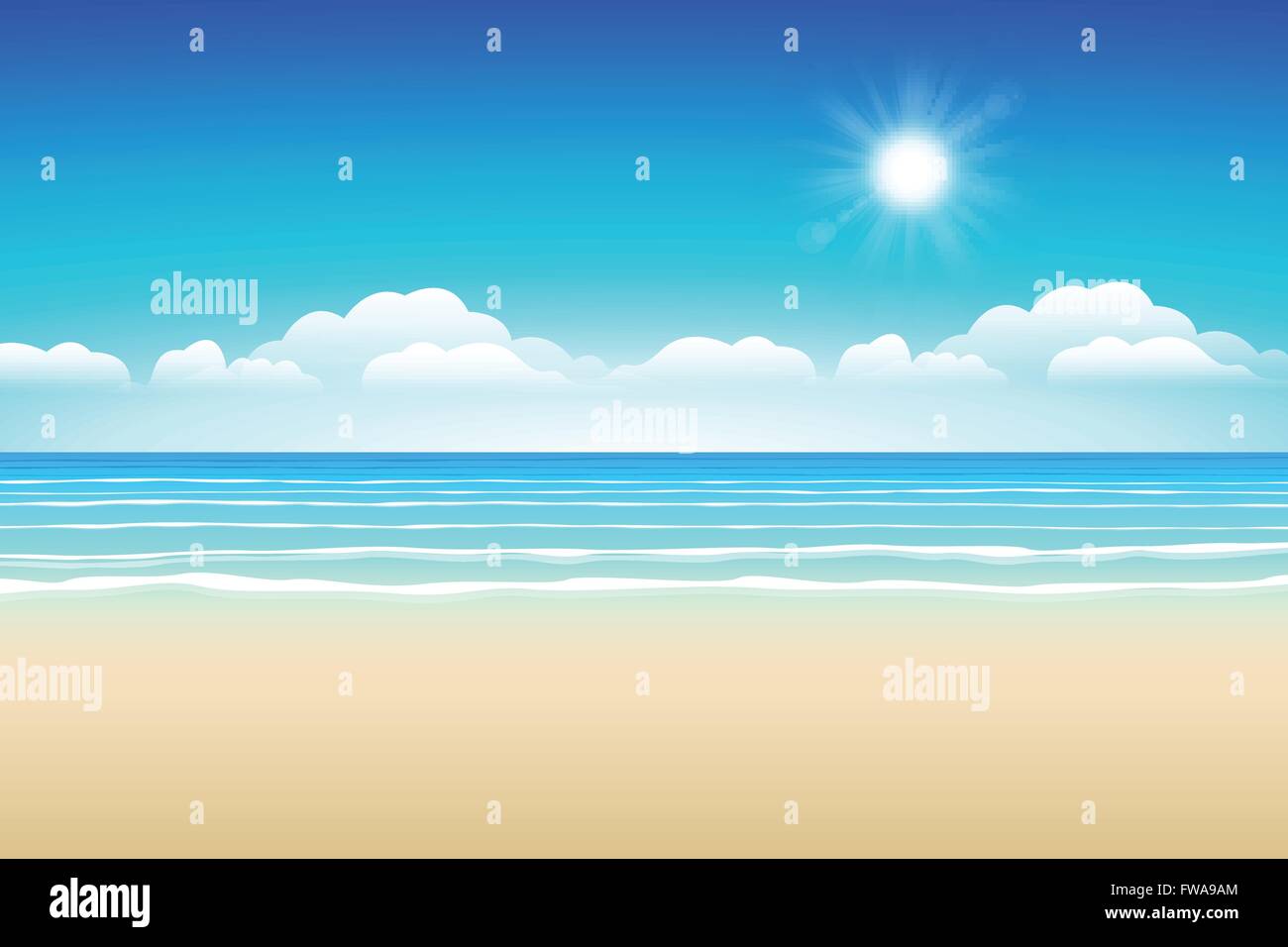 Seascape-Vektor-Illustration. Paradise Beach. Stock Vektor