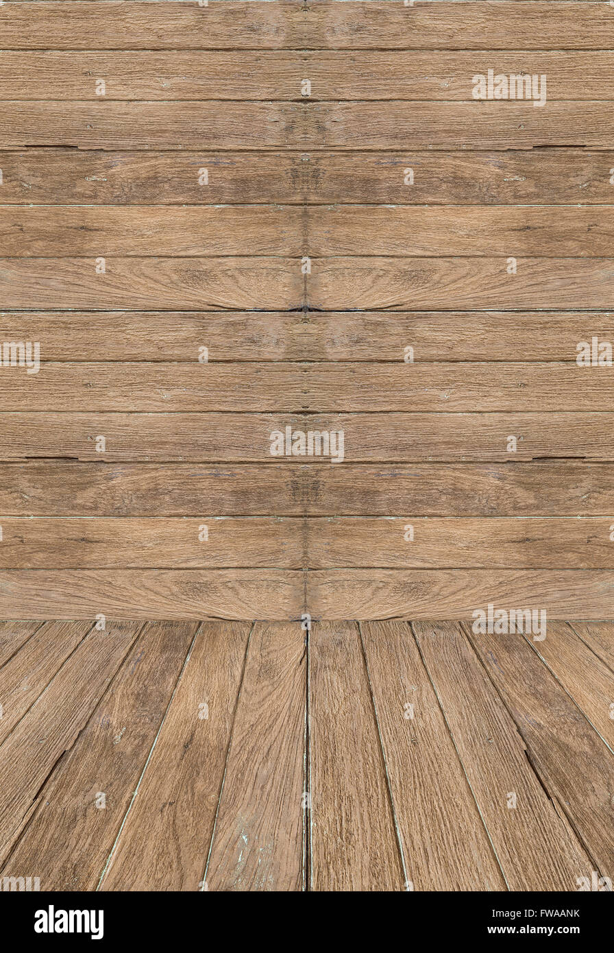 Wand- und alten Holzbrett Textur Perspektive für Hintergrund Stockfoto