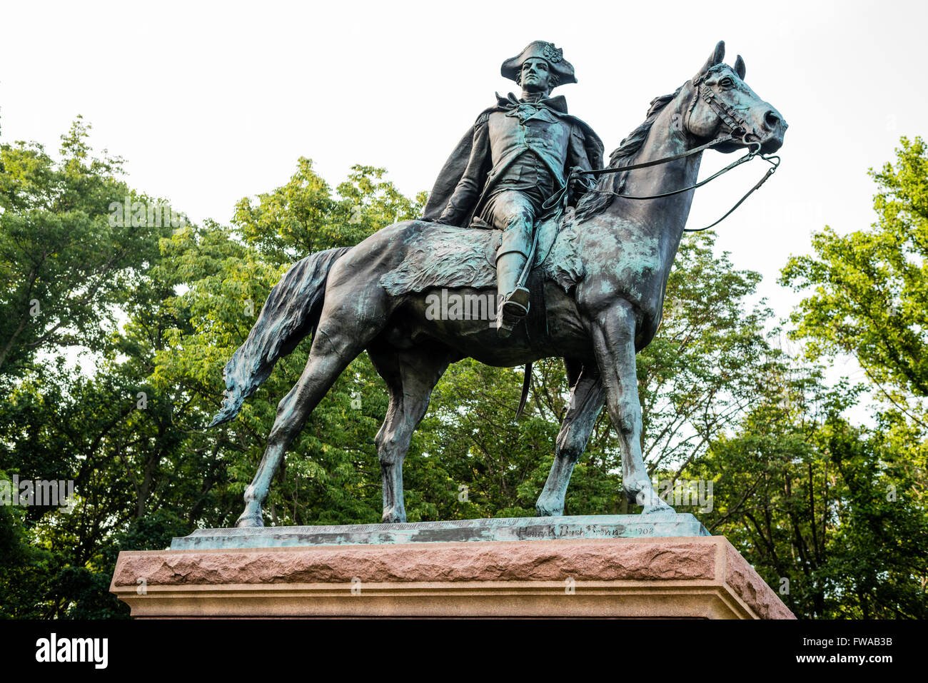 Eine Statue von einem Mann auf einem Pferd bei Valley Forge nationaler historischer park Stockfoto