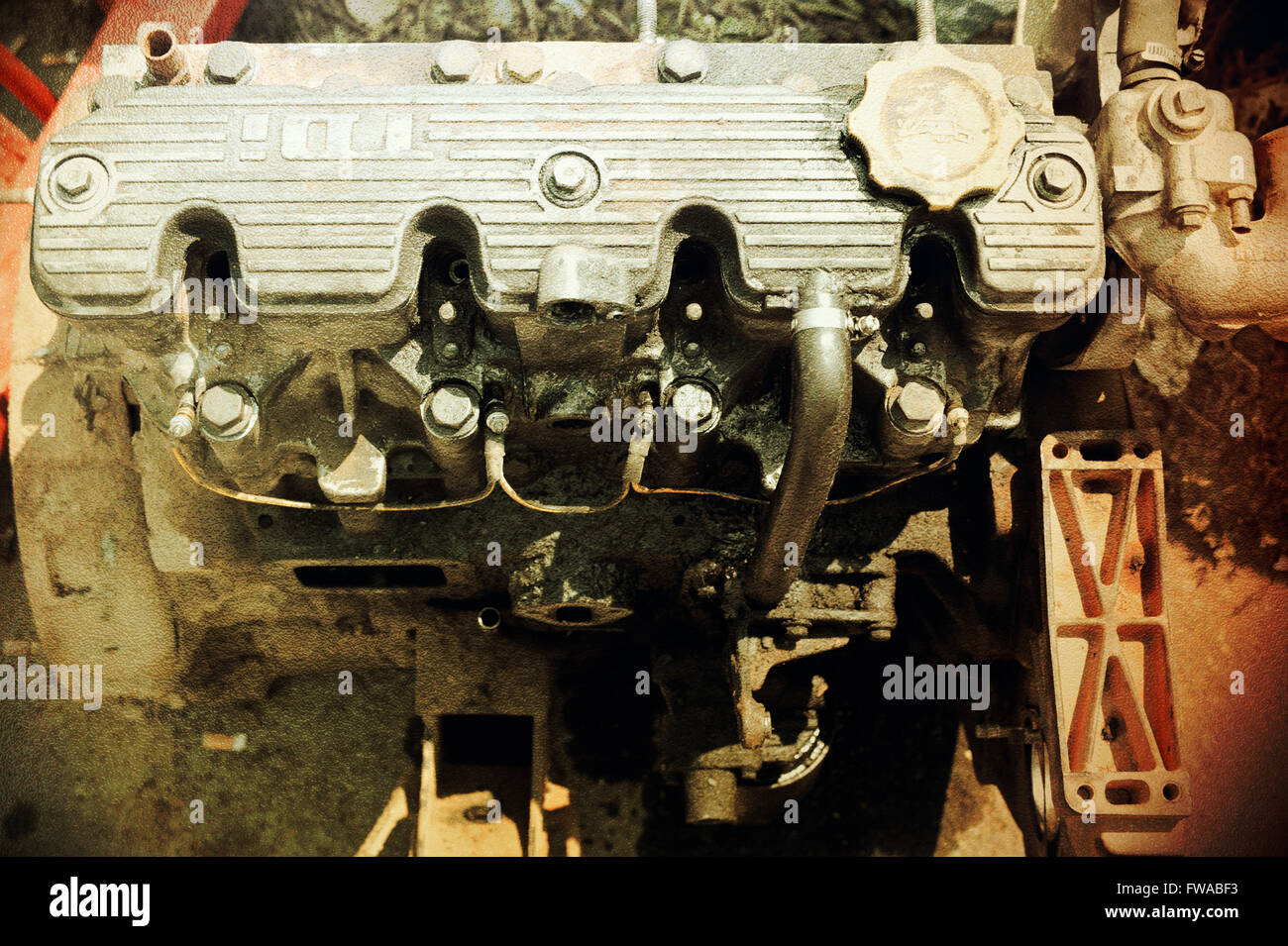 Motor in einer Garage, Bulgarien. Stockfoto