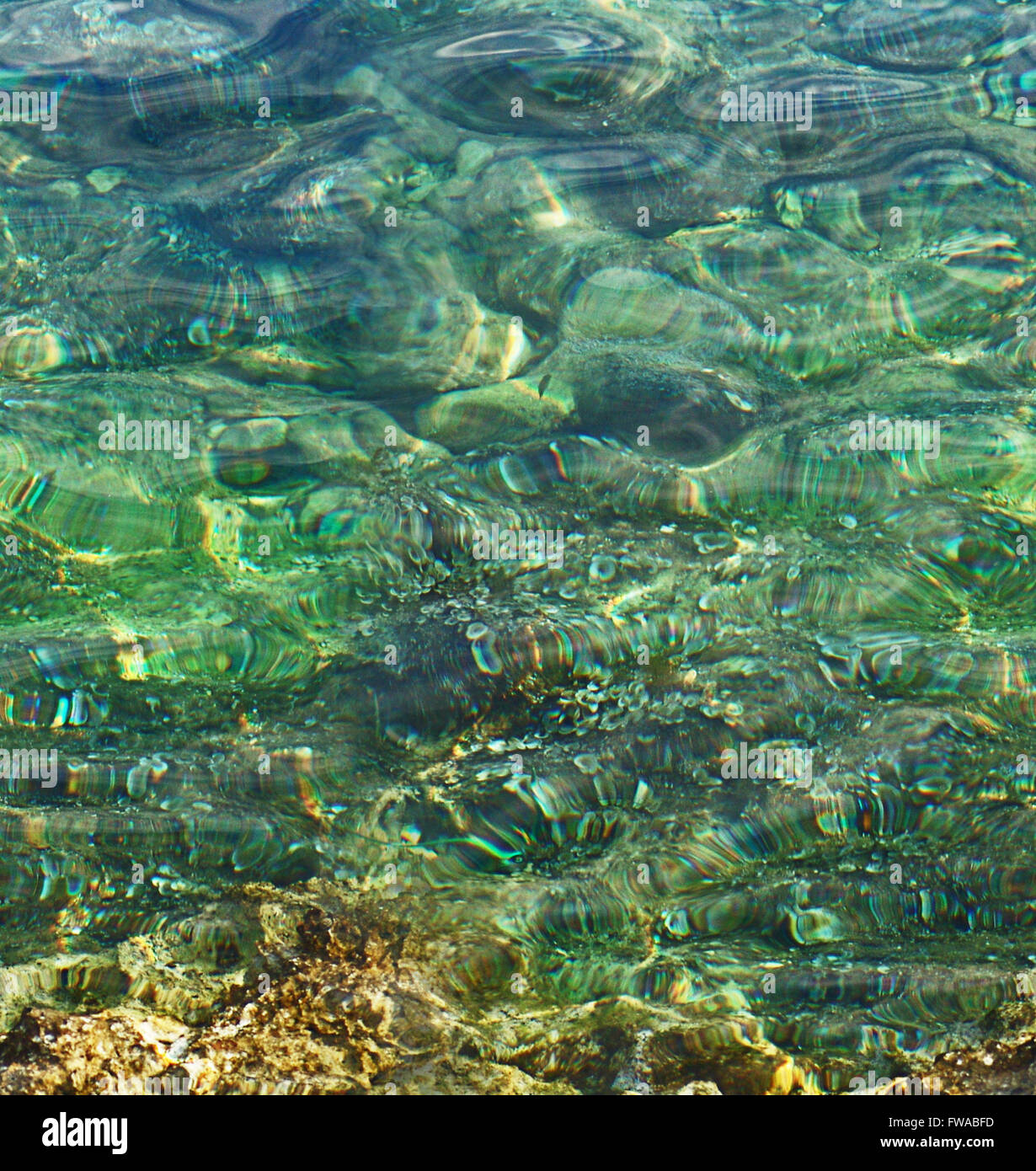Unterwasserwelt, HD horizontale nahtlose grün und schimmernde Meer Wasser Textur Stockfoto