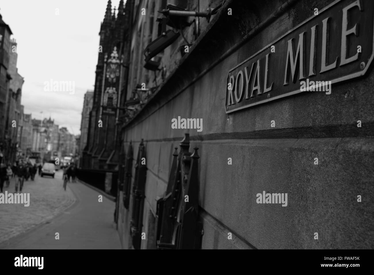 Schild einer der belebtesten Straßen von Edinburgh Stockfoto