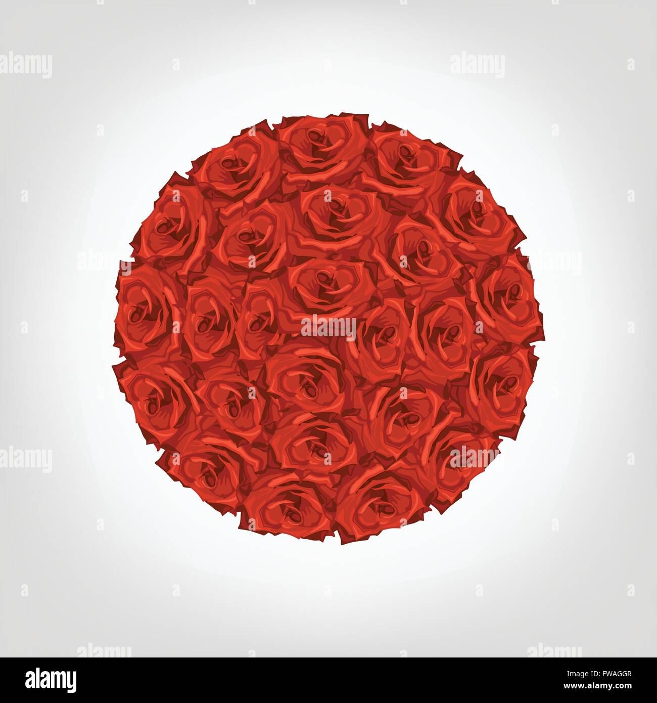 Illustration der Runde aus roten Rosen auf weißem Hintergrund Stock Vektor