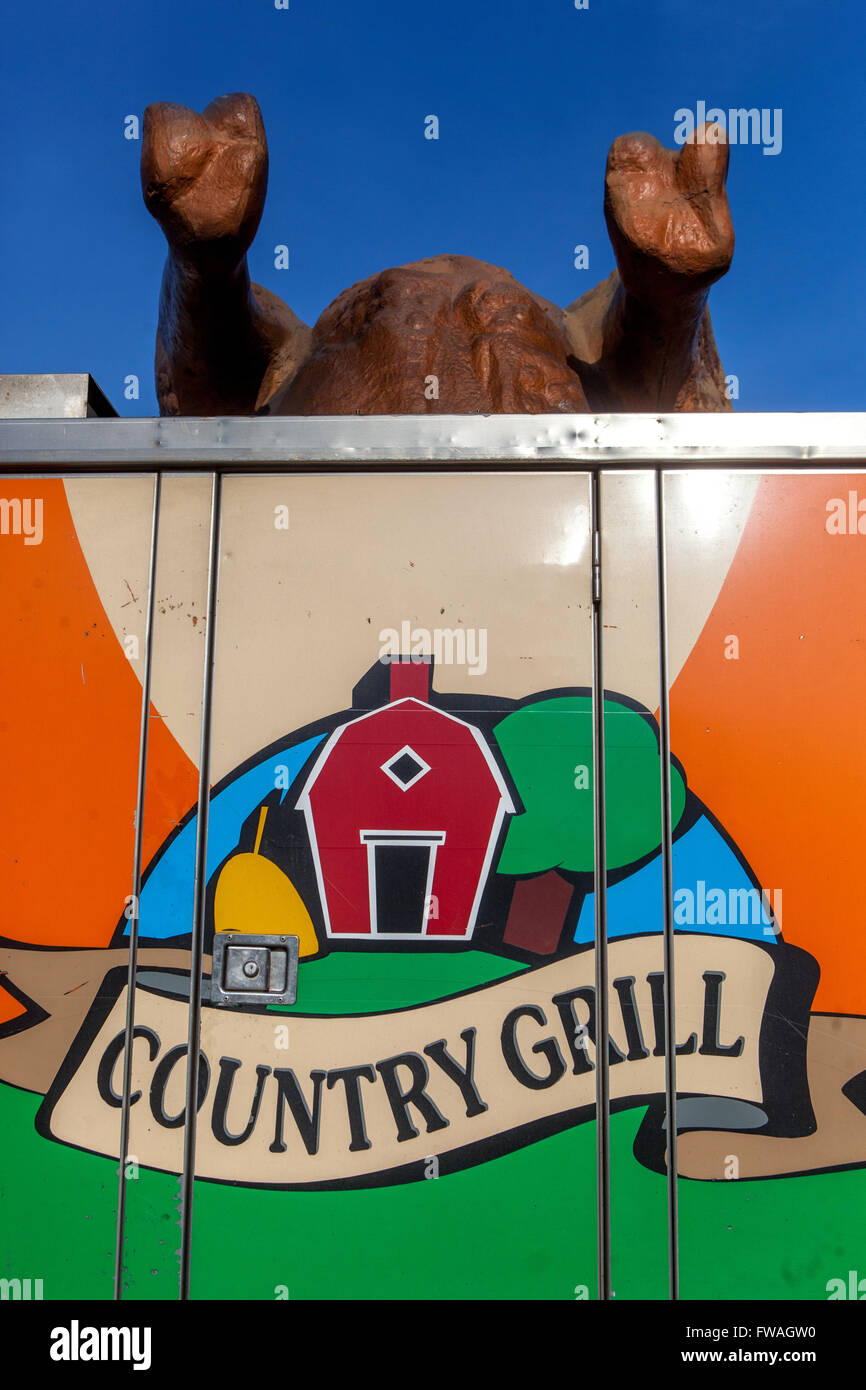 Land Grillschild mobiler Stall mit gegrilltem Huhn Tschechische Republik Stockfoto