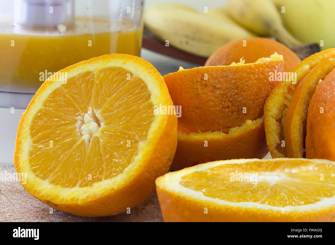 Orange und Orangensaft Stockfoto